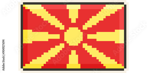 Macedonia, Europe, Flag, Pixel Art, Retro 8bit Game Style, Vector 