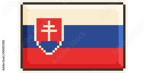 Slovakia, Europe, Flag, Pixel Art, Retro 8bit Game Style, Vector 