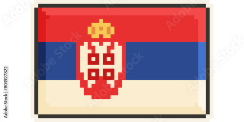 Serbia, Europe, Flag, Pixel Art, Retro 8bit Game Style, Vector 