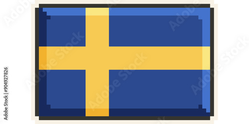 Sweden, Europe, Flag, Pixel Art, Retro 8bit Game Style, Vector 