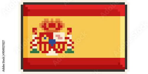 Spain, Europe, Flag, Pixel Art, Retro 8bit Game Style, Vector 
