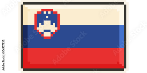 Slovenia, Europe, Flag, Pixel Art, Retro 8bit Game Style, Vector 