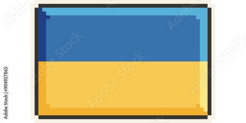 Ukraine, Europe, Flag, Pixel Art, Retro 8bit Game Style, Vector 
