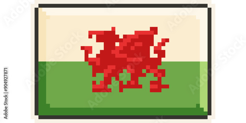 Wales, Europe, Flag, Pixel Art, Retro 8bit Game Style, Vector 