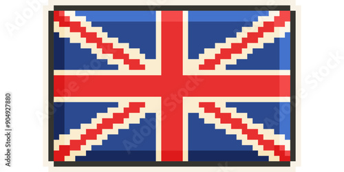 United Kingdom, UK, Europe, Flag, Pixel Art, Retro 8bit Game Style, Vector 