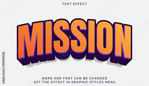 Mission text effect template in 3d design photo