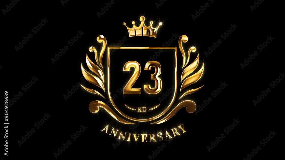 23rd Anniversary Celebration. Happy 23 Years Anniversary Animation in Gold Color on the Transparent Background, Alpha Channel. Great for greetings, celebrations, events, and gifts. 23rd Anniversary Celebration. Happy 23 Years Anniversary Animation in Gold Color on the Transparent Background, Alpha Channel. Great for greetings, celebrations, events, and gifts.