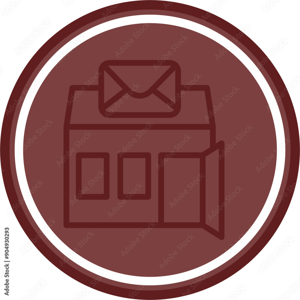 Open Post Office Vector Line Double Circle Maroon Open Post Office Vector Line Double Circle Maroon