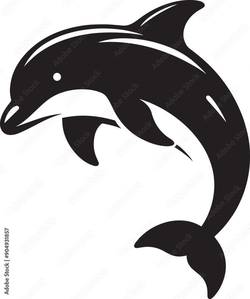Fototapeta premium Beautiful Dolphin silhouette flat vector illustration isolated on a white background