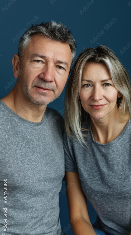 Portrait of a middle-aged couple. AI. Portrait of a middle-aged couple. AI.
