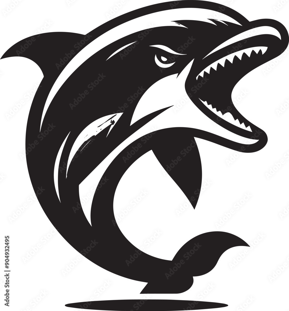 Fototapeta premium Beautiful Dolphin silhouette flat vector illustration isolated on a white background