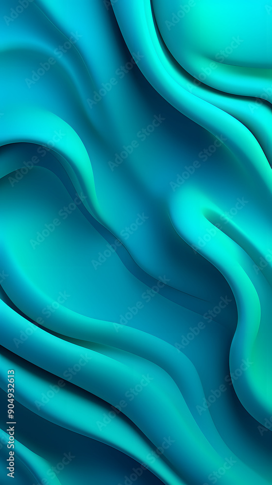 Fototapeta premium Digital blue and green swirl ripple abstract graphic poster background