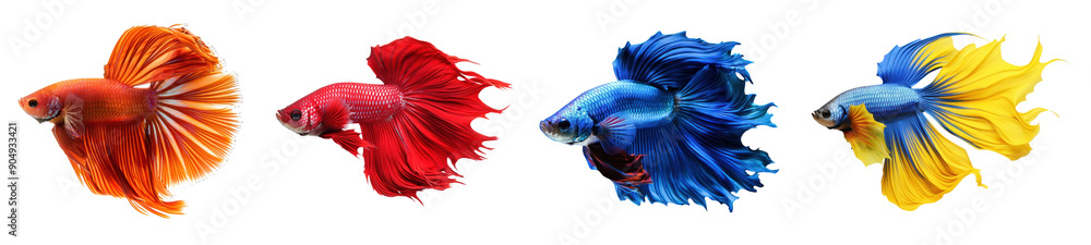 Colorful betta fish png cut out element set Colorful betta fish png cut out element set