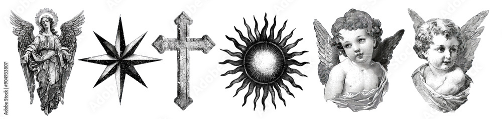 Religious icon png cut out element set Religious icon png cut out element set