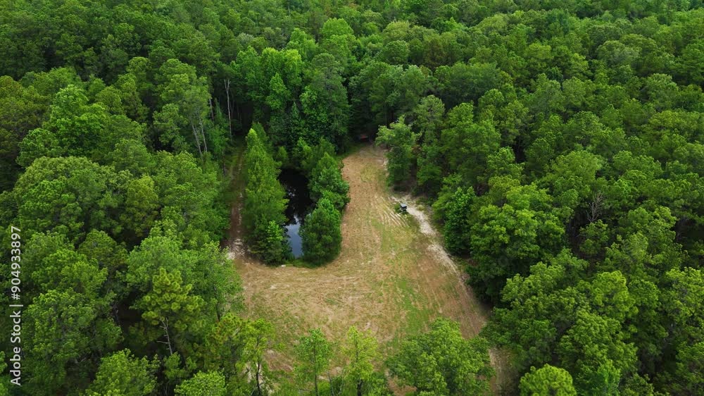 Aerial Shot of food plot with pond Aerial Shot of food plot with pond