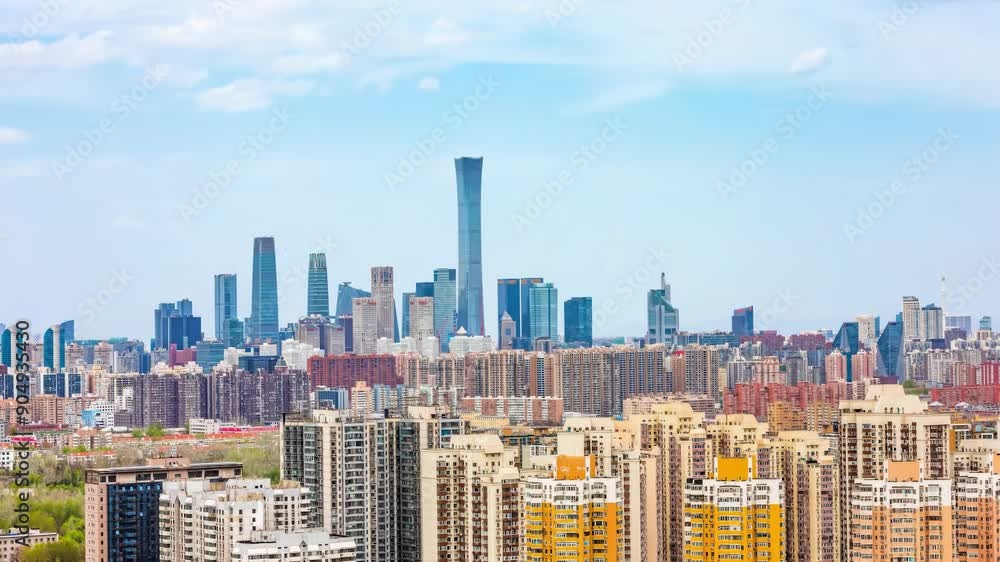 Real time video residential area buildings morning sun shining on the densely packed skyline skyscrapers landmark. Real time video residential area buildings morning sun shining on the densely packed skyline skyscrapers landmark.