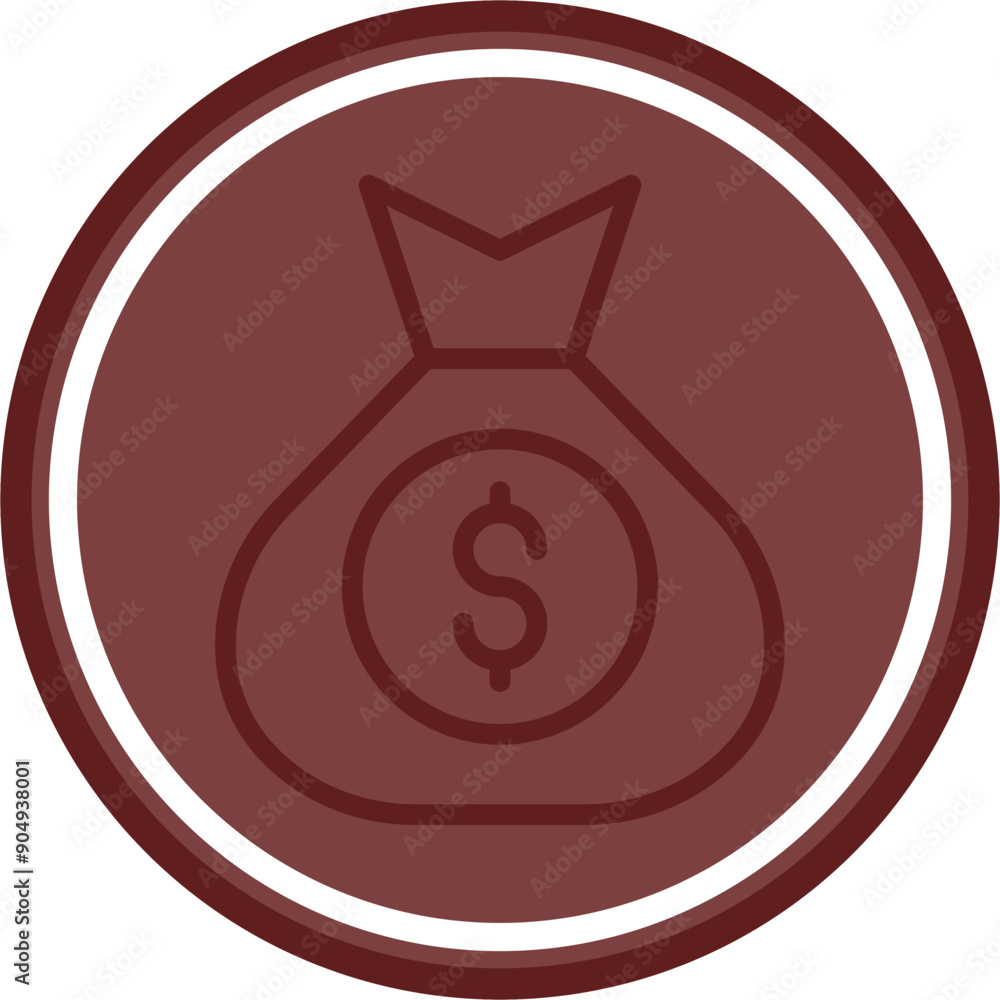 Money Bag Vector Line Double Circle Maroon Money Bag Vector Line Double Circle Maroon