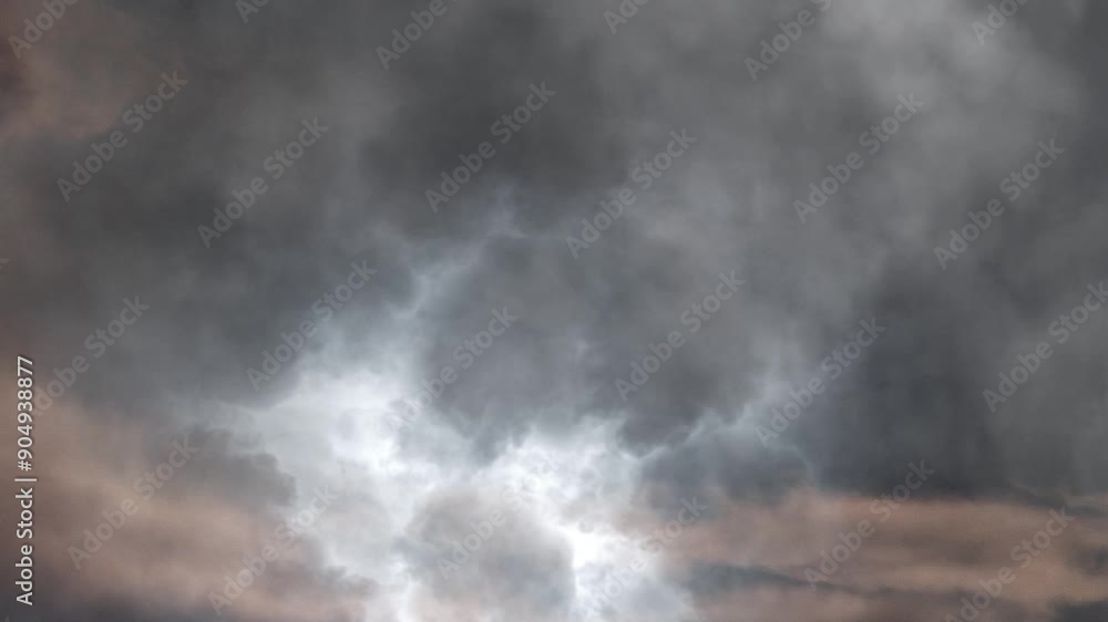 Thunder storm and power Lightning over dark clouds Thunder storm and power Lightning over dark clouds
