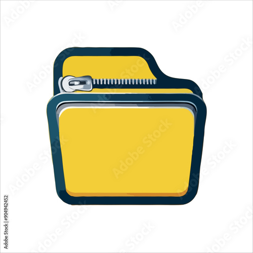 Vector illustration of a yellow zip file folder icon with a metallic zipper