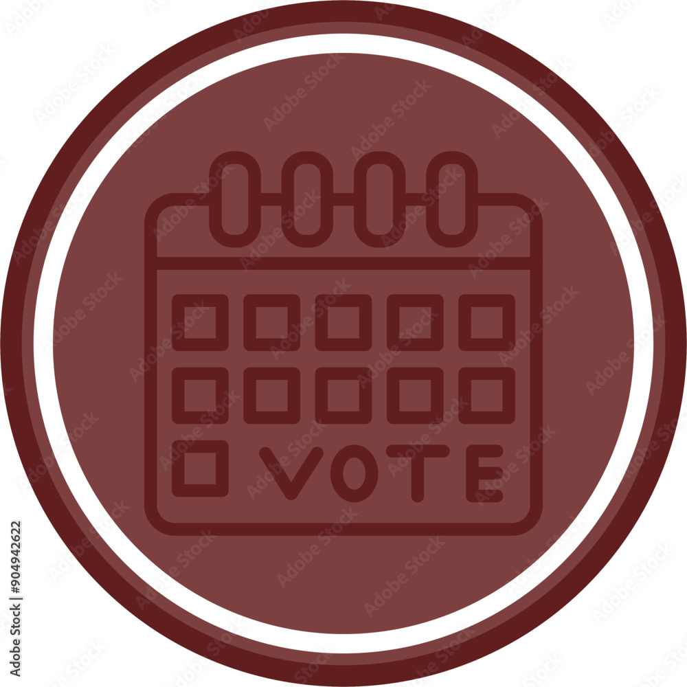 Election Day Calendar Vector Line Double Circle Maroon Election Day Calendar Vector Line Double Circle Maroon