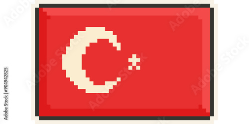Turkey, Europe, Flag, Pixel Art, Retro 8bit Game Style, Vector 