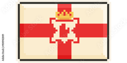 North Ireland, UK, United Kingdom, Europe, Flag, Pixel Art, Retro 8bit Game Style, Vector 