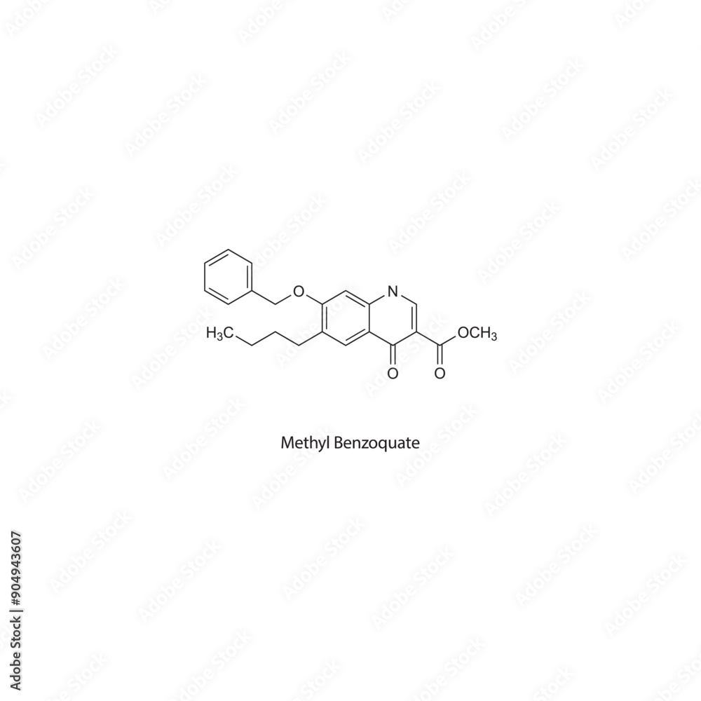 Methyl Benzoquate flat skeletal molecular structure Antiprotozoal drug used in coccidiosis treatment. Vector illustration scientific diagram. Methyl Benzoquate flat skeletal molecular structure Antiprotozoal drug used in coccidiosis treatment. Vector illustration scientific diagram.