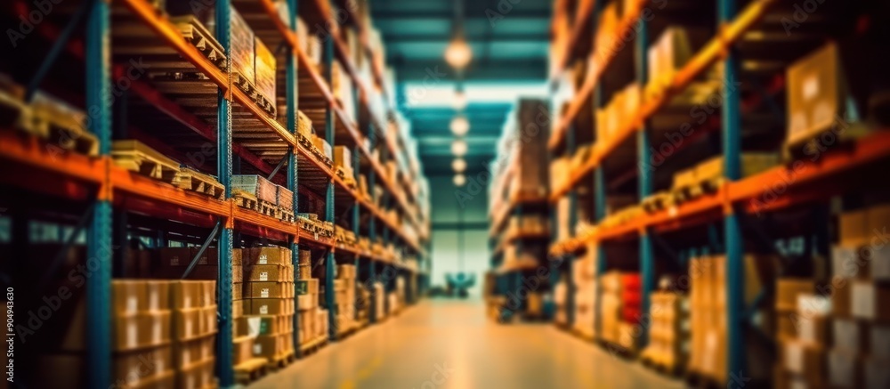 Warehouse Interior with Shelves and Boxes Warehouse Interior with Shelves and Boxes