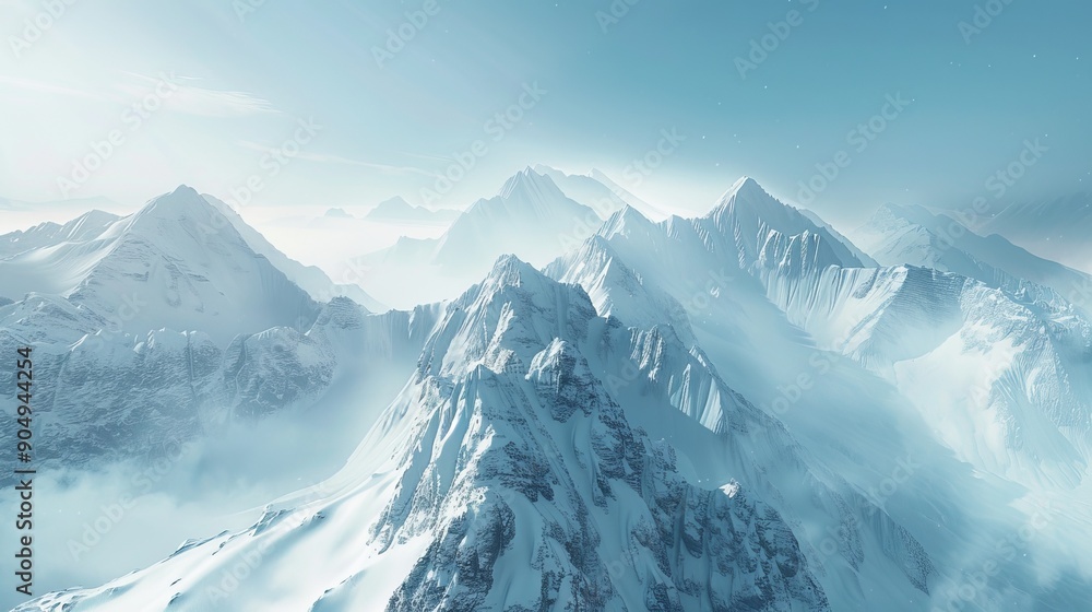Majestic alpine landscapes snow capped peaks and rugged terrain in stunning minimalist illustration Majestic alpine landscapes snow capped peaks and rugged terrain in stunning minimalist illustration