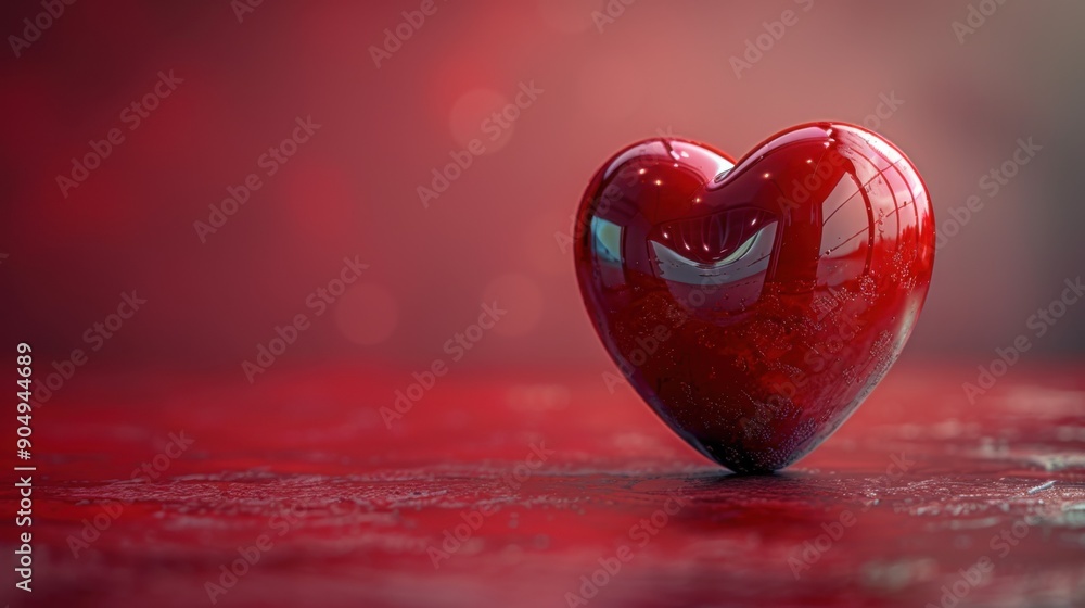 Fototapeta premium 3D Background of the symbol of love, minimalism, flat style. With text space.