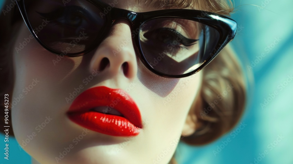 Beautiful woman with bright make-up and sunglasses Beautiful woman with bright make-up and sunglasses