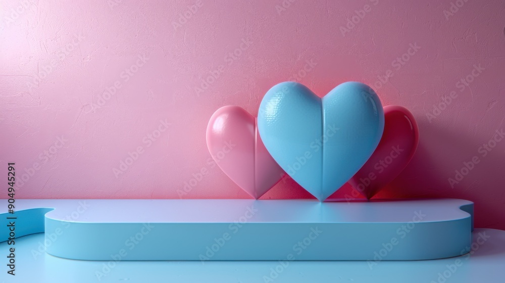 3D Background of the symbol of love, minimalism, flat style. With text space. 3D Background of the symbol of love, minimalism, flat style. With text space.