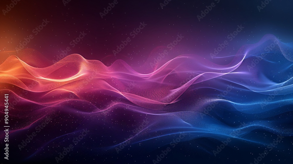 Abstract Cosmic Waves with Glowing Particles Abstract Cosmic Waves with Glowing Particles