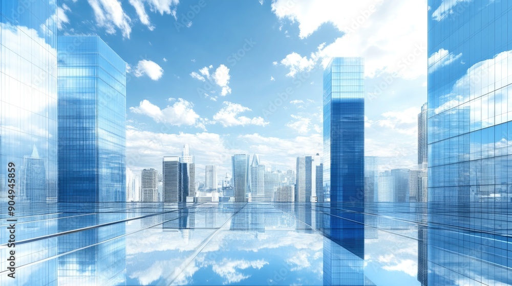 High glass building tower office skyscrapers in city view High glass building tower office skyscrapers in city view