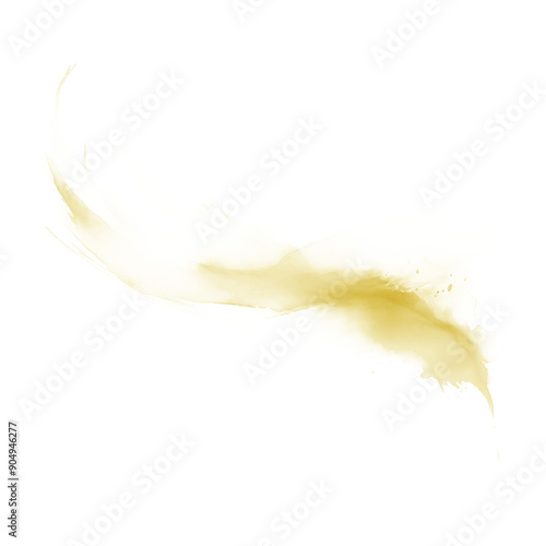Ink splash of yellow color on a transparent background