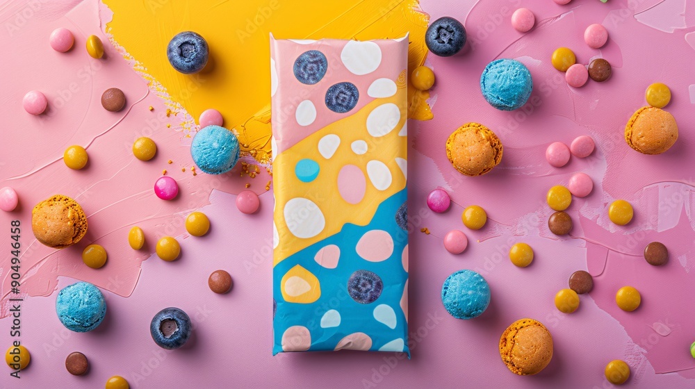 Flat Lay View of Energy Protein Bar Packaging Template Flat Lay View of Energy Protein Bar Packaging Template