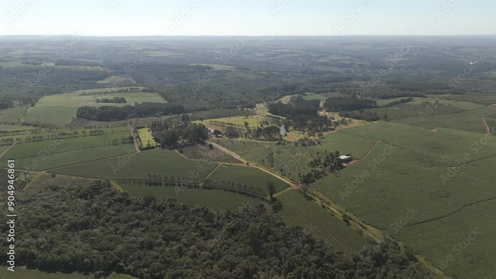 High altitude aerial view about the local golf club and green tea fields, Argentina. High altitude aerial view about the local golf club and green tea fields, Argentina.