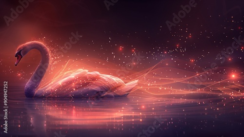Fototapeta Naklejka Na Ścianę i Meble -  Swan in a Dreamy Glow