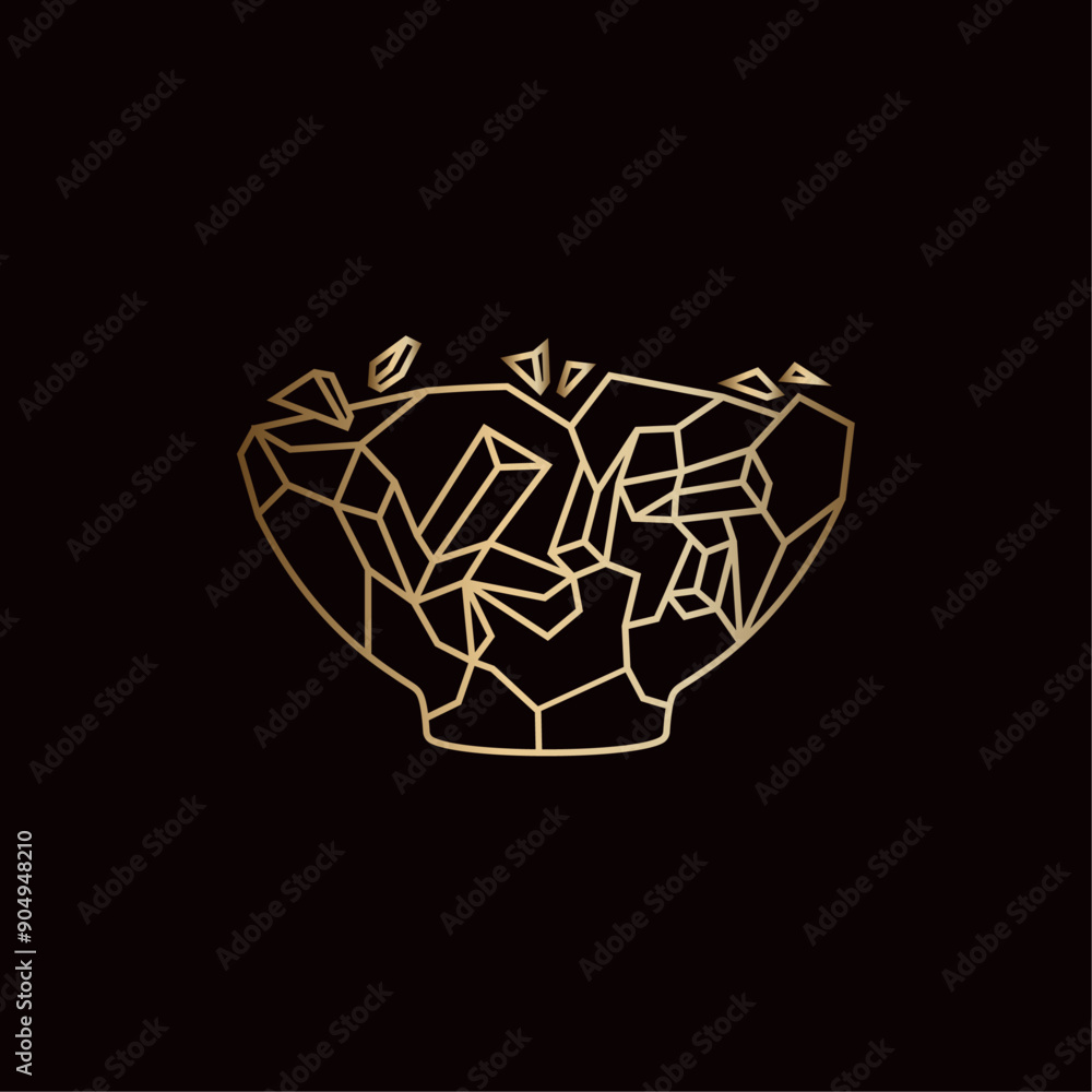 Naklejka premium Geometric Luxury Bowl Logo Vector Illustration