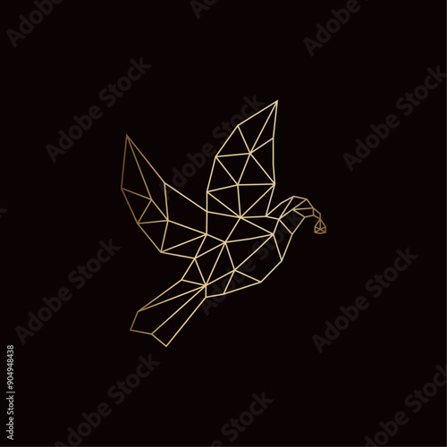 Geometric Luxury Pigeon Logo Vector Illustration