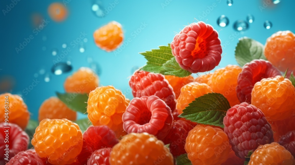 Lots of fresh salmonberries. ai generated art image Lots of fresh salmonberries. ai generated art image