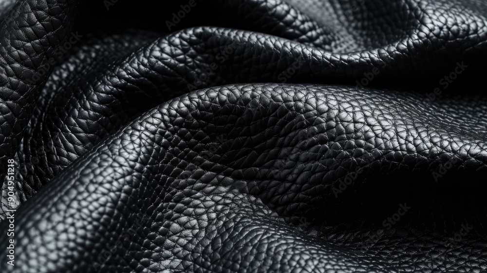 Black leather with a textured finish Black leather with a textured finish