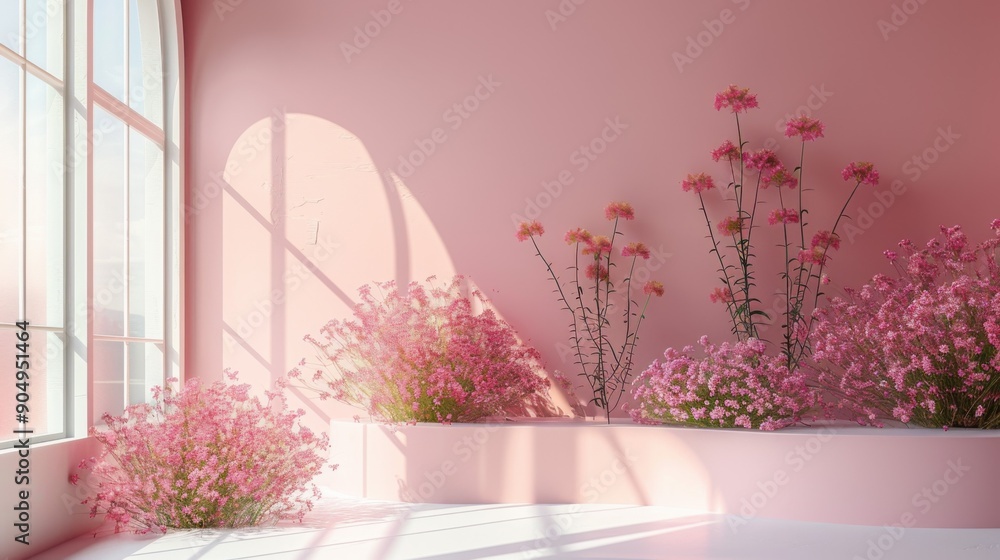 3D women's day mockup with empty space, minimalism, pastel colors, flat style 3D women's day mockup with empty space, minimalism, pastel colors, flat style
