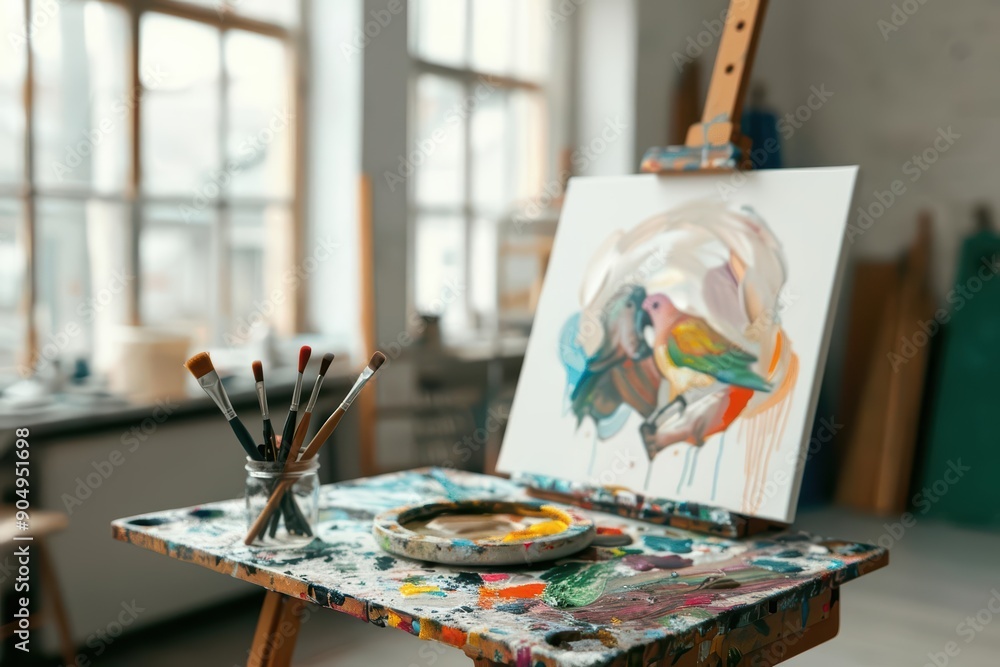 A splash of creativity in a vibrant art studio A splash of creativity in a vibrant art studio