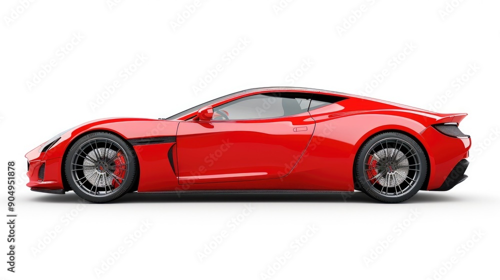 Sports Car On White. Red Luxury Vehicle Isolated on White Background Sports Car On White. Red Luxury Vehicle Isolated on White Background