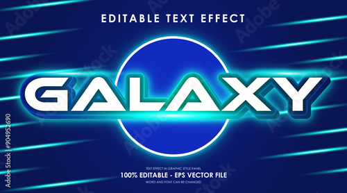 Editable Galaxy Blue Neon Color 3D Text Effect With Lens Flare