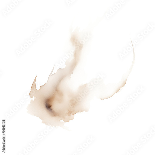 Brown watercolor splash on transparent background