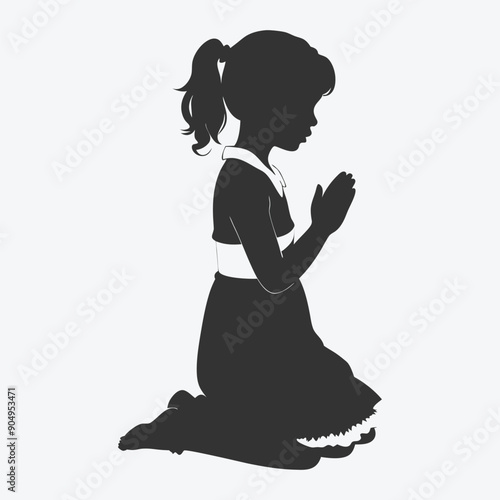 The Ultimate Collection of Praying Girl Silhouettes Vector Art
