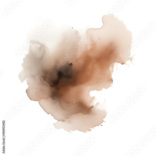 Brown watercolor splash on transparent background