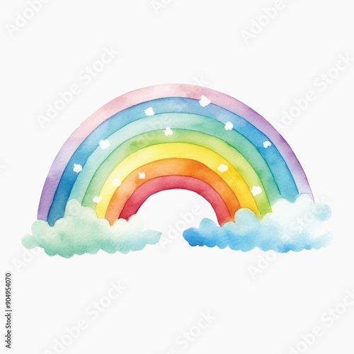 Colorful watercolor rainbow illustration